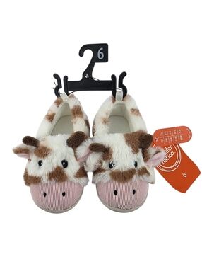 Wonder Nation Cow Farm Animal House Slippers Size 6 (18M)